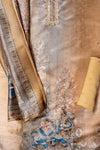 Olive Chanderi Unstitched Salwar Suit With Soft Dupatta