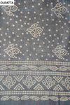 Grey Cotton Unstitched Salwar Suit With Cotton Dupatta
