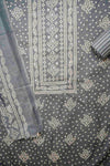 Grey Cotton Unstitched Salwar Suit With Cotton Dupatta