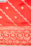 Red Cotton Unstitched Salwar Suit With Cotton Dupatta