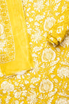 Mustard Cotton Unstitched Salwar Suit With Cotton Dupatta
