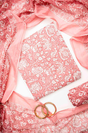 Gajari Cotton Unstitched Salwar Suit With Cotton Dupatta