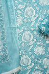 Sky Blue Cotton Unstitched Salwar Suit With Cotton Dupatta