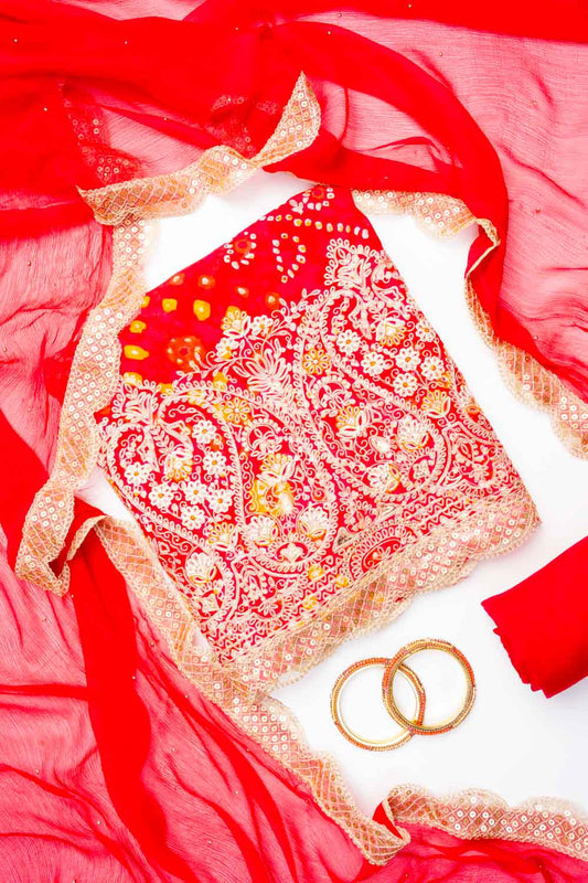 Rani Chinon Unstitched Salwar Suit With Chiffon Dupatta