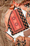 Black Cotton Unstitched Salwar Suit With Cotton Dupatta