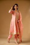 Gajari Shimmer Readymade Suit And Pant With Chinon Dupatta