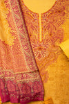 Mustard Pashmina Unstitched Salwar Suit With Pashmina Dupatta