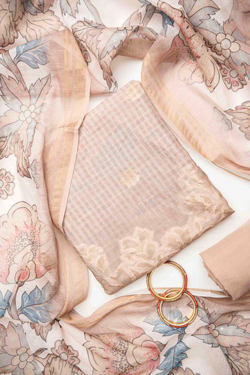 Tussar Cotton Unstitched Salwar Suit With Cotton Dupatta