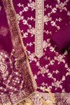 Garnet Dola Unstitched Salwar Suit With Organza Dupatta