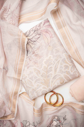 Tussar Cotton Unstitched Salwar Suit With Cotton Dupatta