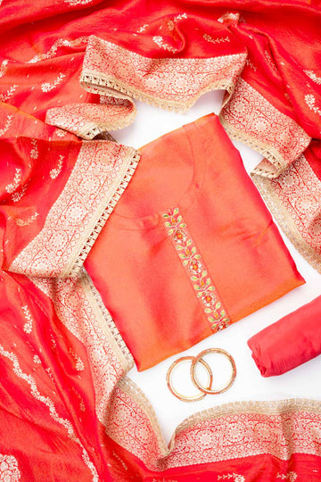 Rani Crepe Tissue Unstitched Salwar Suit With Tissue Dupatta