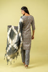 Grey Cotton Readymade Suit And Pant With Cotton Dupatta