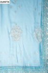Sky Blue Organza Unstitched Salwar Suit With Chiffon Dupatta