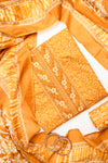 Mustard Cotton Unstitched Salwar Suit With Cotton Dupatta