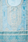 Sky Blue Organza Unstitched Salwar Suit With Chiffon Dupatta