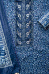 Navy Blue Cotton Unstitched Salwar Suit With Cotton Dupatta