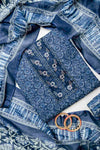 Navy Blue Cotton Unstitched Salwar Suit With Cotton Dupatta