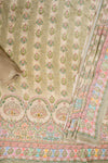 Olive Crepe Unstitched Salwar Suit With Georgette Dupatta