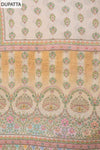Tussar Mustard Crepe Unstitched Salwar Suit With Georgette Dupatta