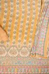 Tussar Mustard Crepe Unstitched Salwar Suit With Georgette Dupatta