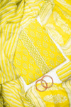 Lemon Gold Cotton Unstitched Salwar Suit With Cotton Dupatta