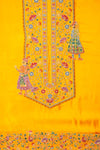 Mustard Organza Unstitched Salwar Suit With Dola Silk Dupatta