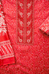 Maroon Cotton Unstitched Salwar Suit With Cotton Dupatta