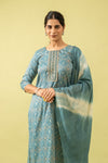 Sky Blue Cotton Readymade Suit And Pant With Cotton Dupatta