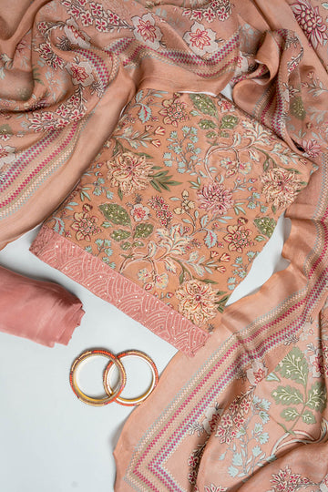 Onion Crepe Unstitched Salwar Suit With Crepe Dupatta
