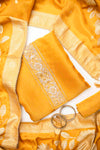 Mustard Organza Tissue Unstitched Salwar Suit With Organza Tissue Dupatta