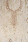 Tussar Mustard Organza Unstitched Salwar Suit With Chinon Dupatta