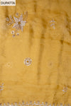 Tussar Mustard Organza Unstitched Salwar Suit With Chinon Dupatta