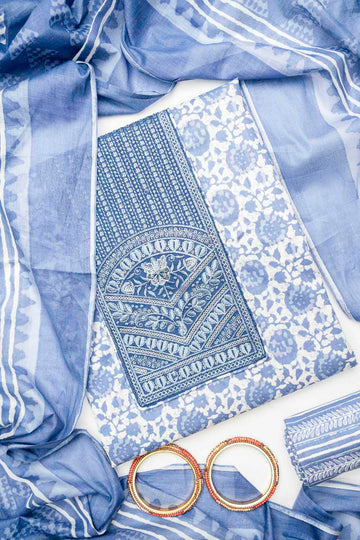 Mauve Cotton Unstitched Salwar Suit With Cotton Dupatta