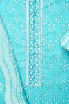 Light Firozi Cotton Unstitched Salwar Suit With Cotton Dupatta