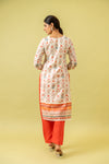 White Cotton Readymade Suit And Pant With Cotton Dupatta