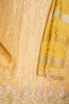 Mustard Shimmer Unstitched Salwar Suit With Chinon Dupatta