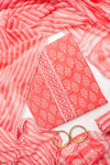 Coral Cotton Unstitched Salwar Suit With Cotton Dupatta
