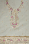 Off White Gajari Organza Unstitched Salwar Suit With Cotton Dupatta