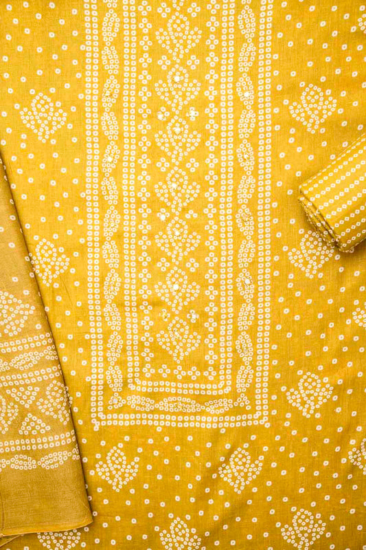 Mustard Cotton Unstitched Salwar Suit With Cotton Dupatta