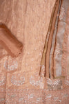 Peach Shimmer Unstitched Salwar Suit With Chinon Dupatta