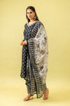 Black Cotton Readymade Suit And Pant With Cotton Dupatta