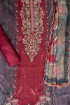 Matelic Mouve Crepe Unstitched Suit Salwar With Crepe Dupatta