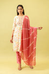 Off White Cotton Readymade Suit And Pant With Cotton Dupatta