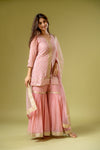 Gajari Georgette Readymade Sharara Set With Net Dupatta