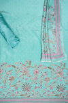 Tea Green Crepe Unstitched Salwar Suit With Georgette Dupatta