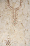 Tussar Pista Organza Unstitched Salwar Suit With Chinon Dupatta