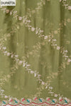 Mehendi Organza Unstitched Salwar Suit With Chiffon Dupatta