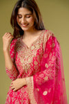 Rani Georgette Readymade Suit And Pant With Net Dupatta