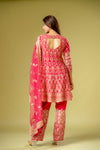 Rani Georgette Readymade Suit And Pant With Net Dupatta