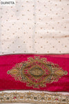 Off White Crepe Unstitched Salwar Suit With Georgette Dupatta